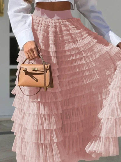 Buy Center Casual Women’s Tulle Maxi Skirt - Elegant Pleated Design - Buy Center UK