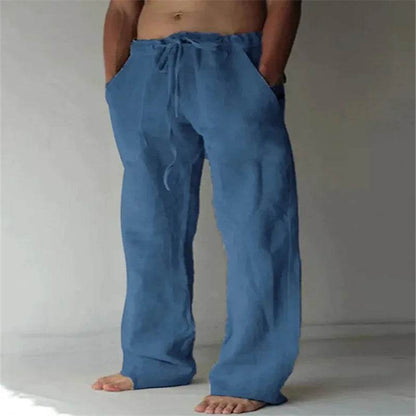 Men's Cotton Linen Casual Pants - Breathable Trousers for Streetwear - Buy Center UK