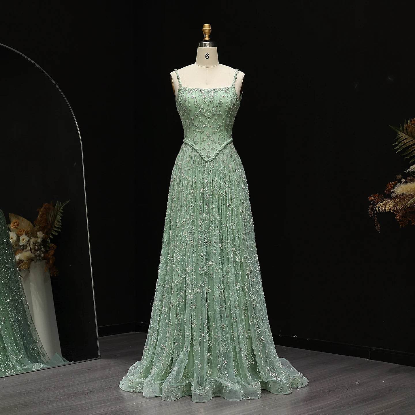 Sharon Said Elegant Sage Green Evening Dress - Spaghetti Straps 2025 - Buy Center UK
