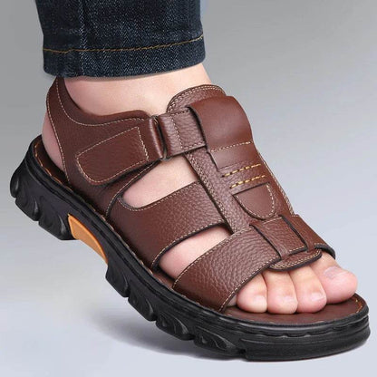 Buy Center Men's Leather Beach Sandals - Breathable Summer Comfort - Buy Center UK