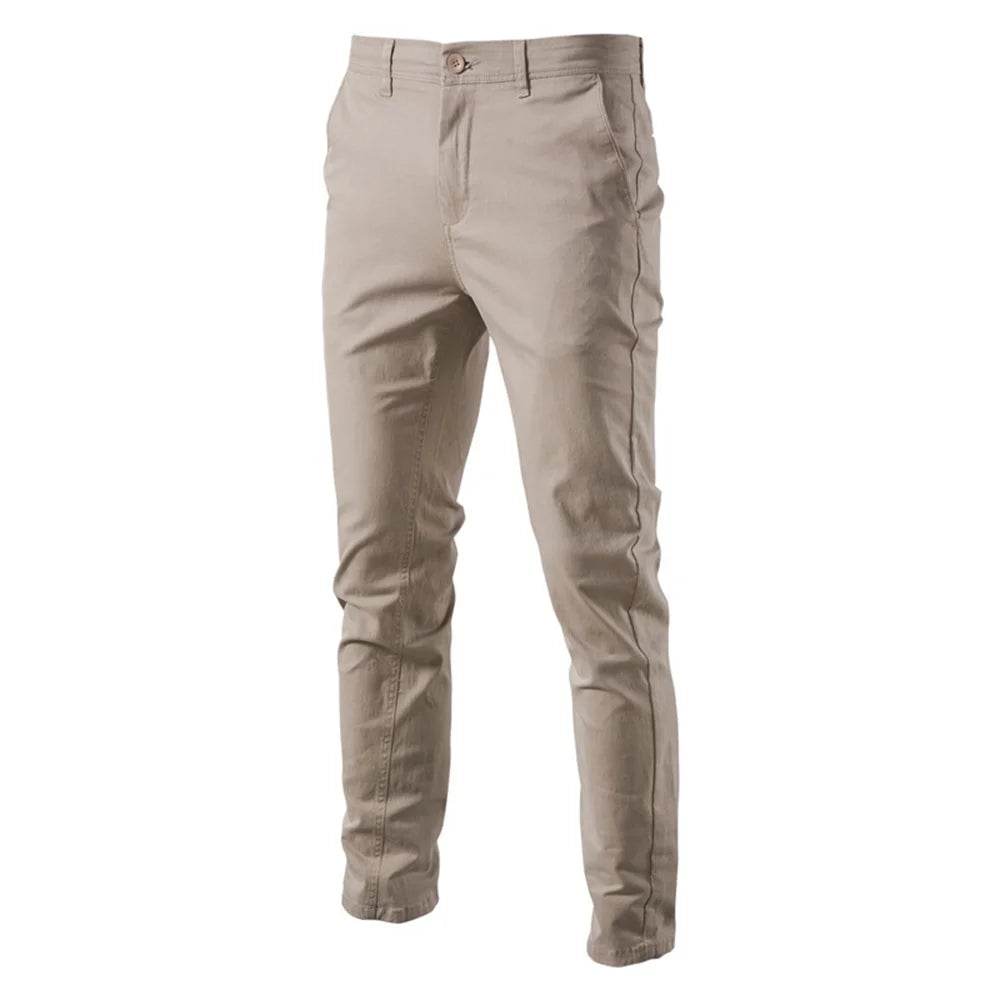 AIOPESON Men’s Slim Fit Trousers - High-Quality Cotton & Spandex - Buy Center UK