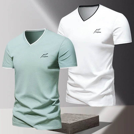 Buy Center Men's V-Neck Cotton T-Shirt - Stylish, Breathable Summer Wear - Buy Center UK