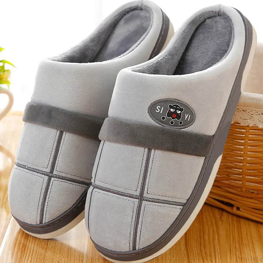 Buy Center Men's Warm Plaid Slippers - Soft Memory Foam Indoor Shoes - Buy Center UK