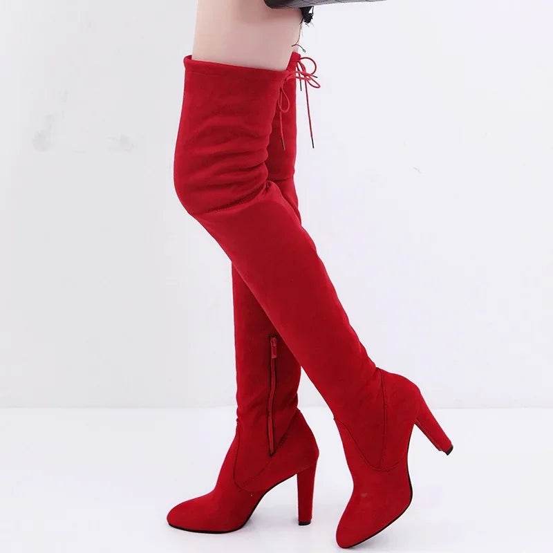 Buy Center Sexy Over-The-Knee Boots - Suede Leather Pointed Heels - Buy Center UK
