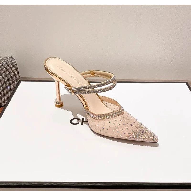 Buy Center Women High Heel Sandals - Sexy Mesh Rhinestone Design - Buy Center UK