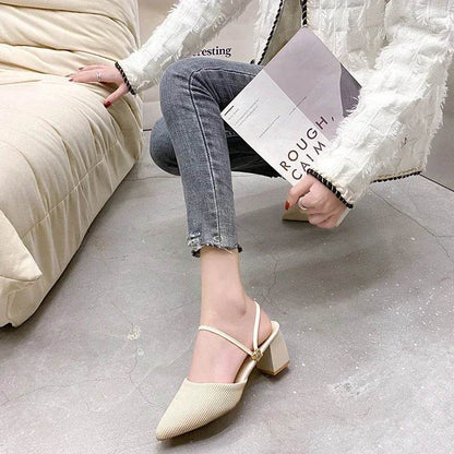 Buy Center Women’s Mules - Summer Pointed Toe Chunky Heels - Buy Center UK