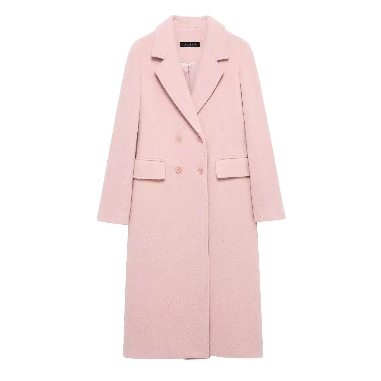 Buy Center Women's Long Double-Breasted Coat - Windproof & Chic - Buy Center UK