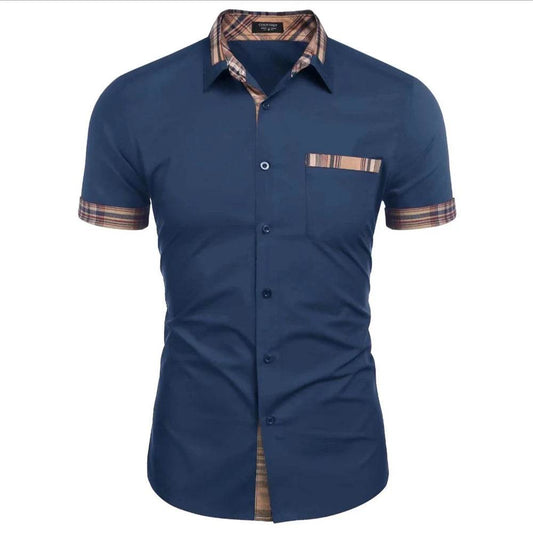 Buy Center Men's Summer Hawaiian Ice Silk Shirt - Casual Patchwork Design - Buy Center UK