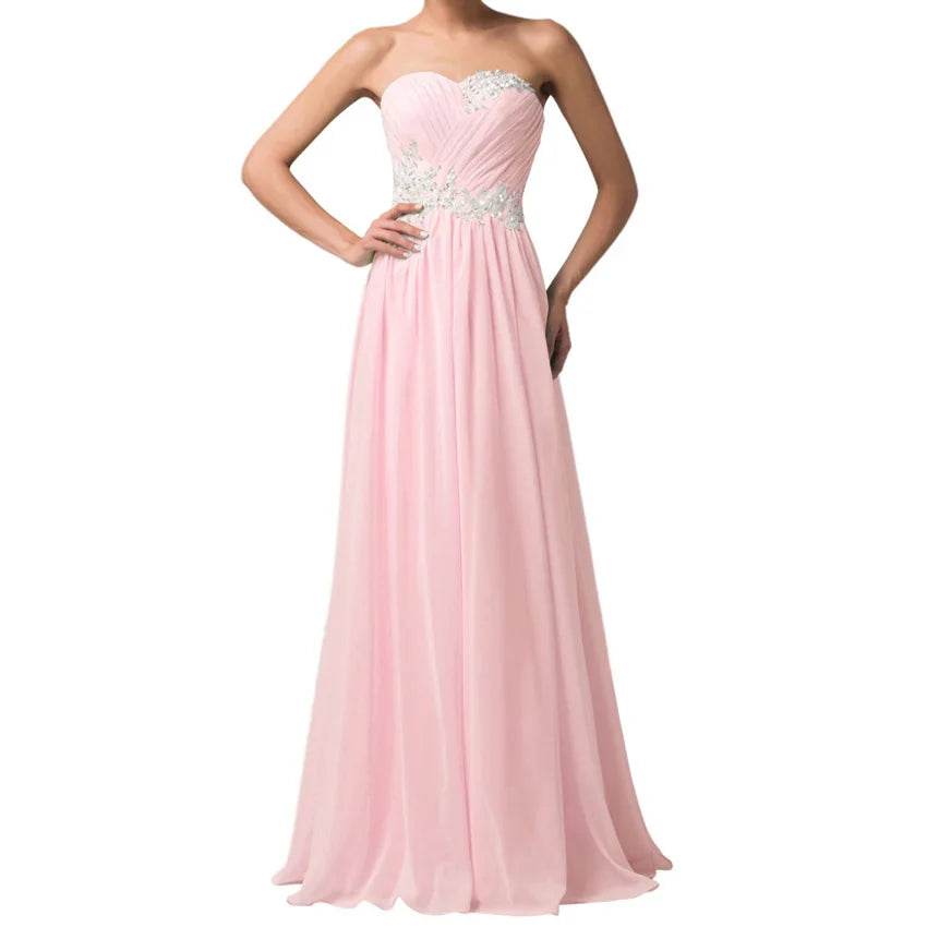 Elegant A-Line Chiffon Bridesmaid Dress - Beading & Appliques - Buy Center UK