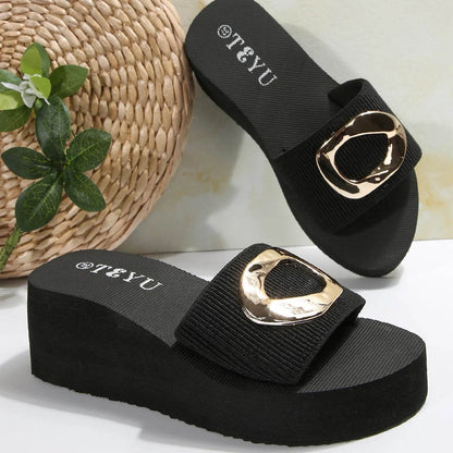 Buy Center Lightweight Wedge Slippers - Summer Thick Bottom Slides - Buy Center UK