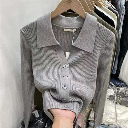 Buy Center Women's Autumn Cardigan - Stylish V-Neck Knitwear in Blue, White, Green - Buy Center UK