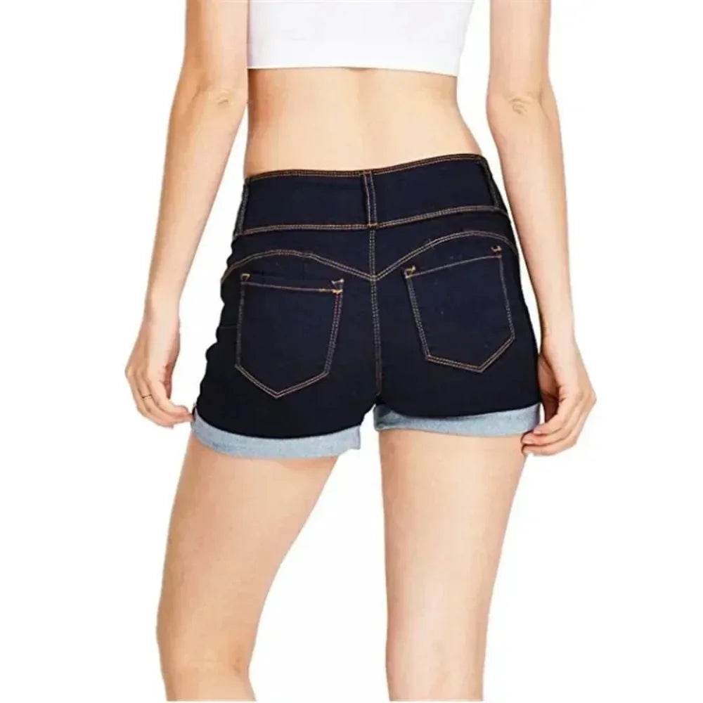 Buy Center Women's Summer Denim Shorts - Stretch Fabric, High Waist - Buy Center UK