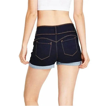 Buy Center Women's Summer Denim Shorts - Stretch Fabric, High Waist - Buy Center UK