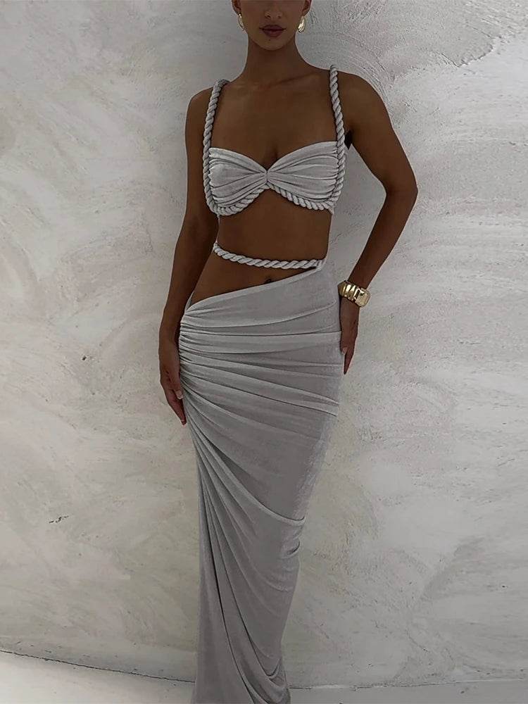Weird Puss Square Collar 2 Piece Set - Chic Summer Bra & Skirt - Buy Center UK