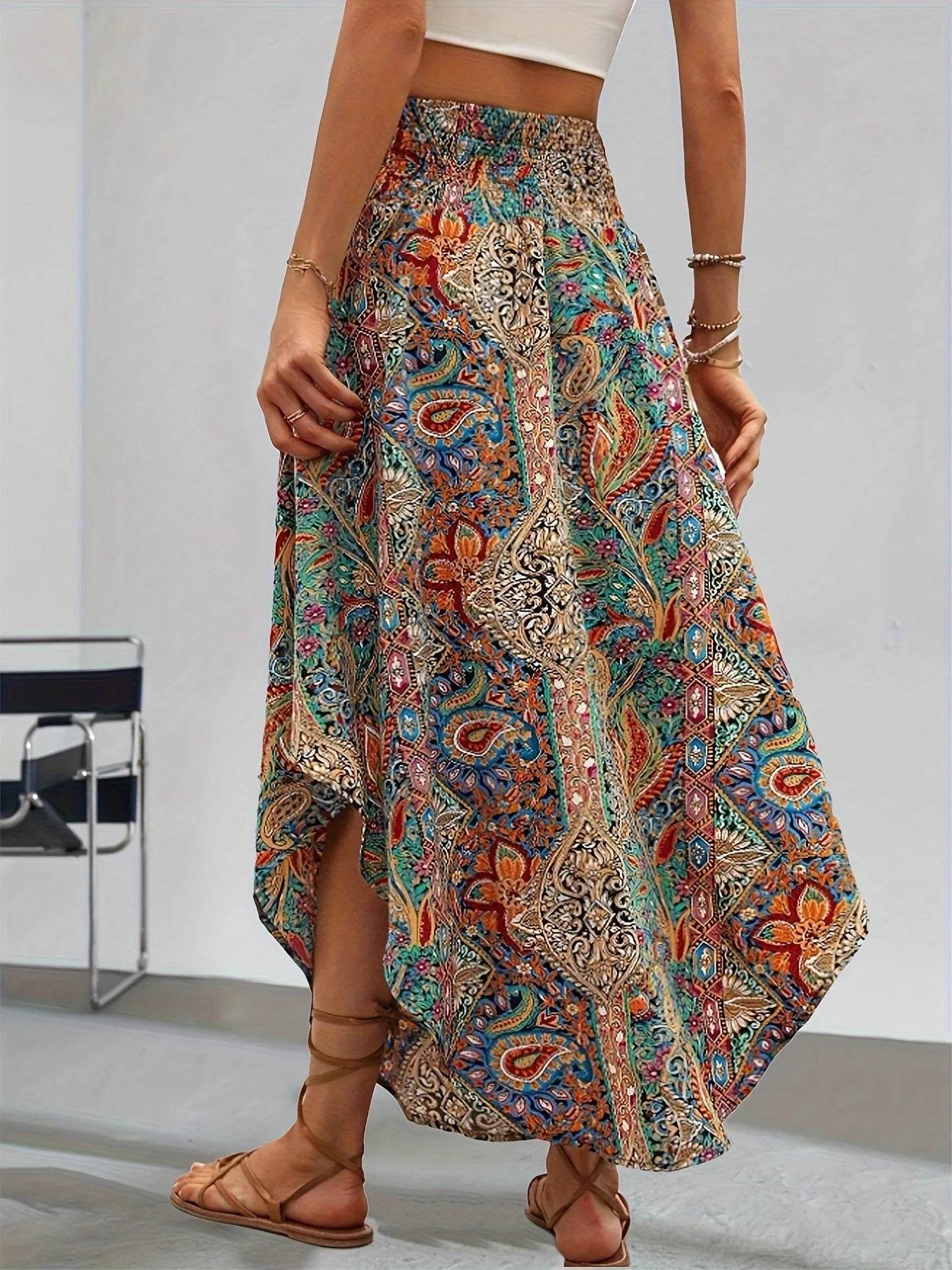 Buy Center High Waist Floral Long Skirt - Casual Summer Style - Buy Center UK