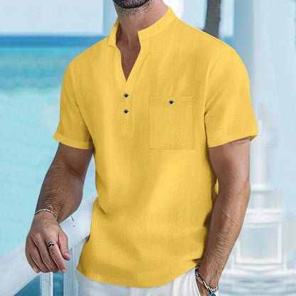 Buy Center Men's Stand Up Collar T-Shirt - Breathable Cotton Polo - Buy Center UK