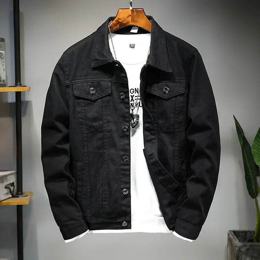 Buy Center Men's Black Jeans Jacket - Trendy Loose Fit, Multi-Pocket - Buy Center UK