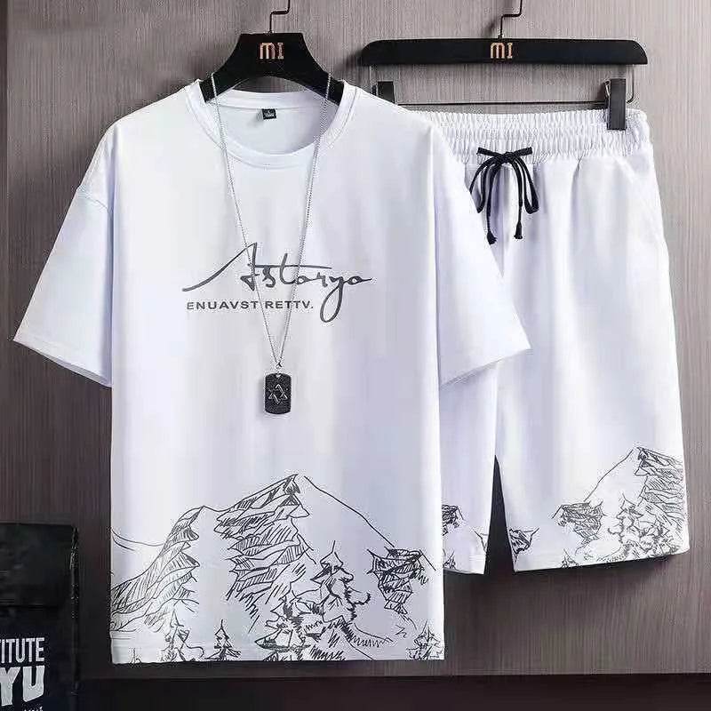 Men's Ice Silk Sports Suit - Stylish Printed Sweatshirt & Joggers - Buy Center UK