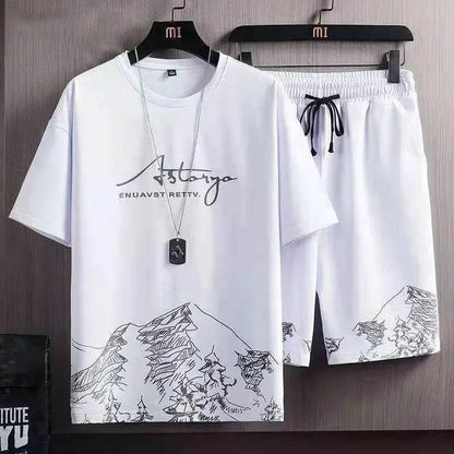 Men's Ice Silk Sports Suit - Stylish Printed Sweatshirt & Joggers - Buy Center UK
