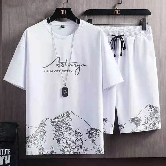 Buy Center Men's Casual Ice Silk Suit - Printed Jogging 2-Piece Set - Buy Center UK