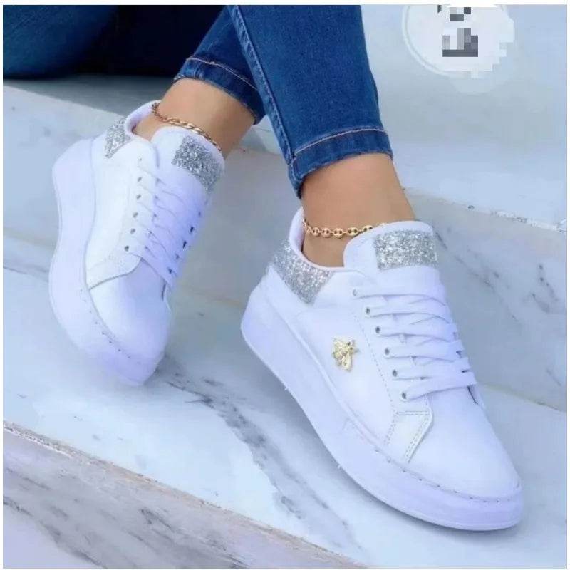 2024 Autumn Waterproof White Sneakers - Women’s Casual Lace-Up - Buy Center UK