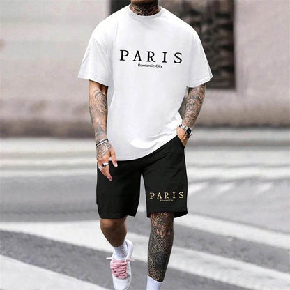 Hot Summer Men's Casual Suit - Letter Print T-Shirt & Shorts Set - Buy Center UK