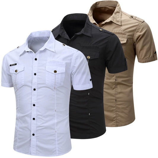 Buy Center Men's 2023 Safari Shirt - 100% Cotton, Short Sleeve Style - Buy Center UK