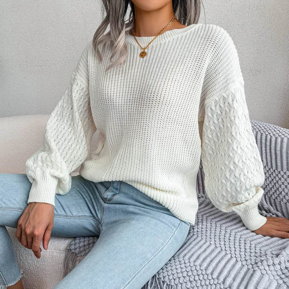 Buy Center Women’s Casual Knitted Pullover - Lantern Long Sleeve 2023 - Buy Center UK