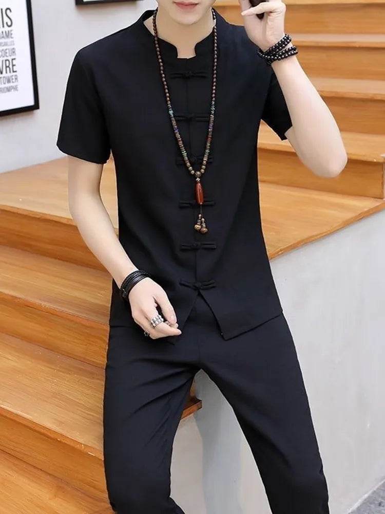 Buy Center Men's Summer Cotton Linen Suit - Breathable, Loose Fit - Buy Center UK