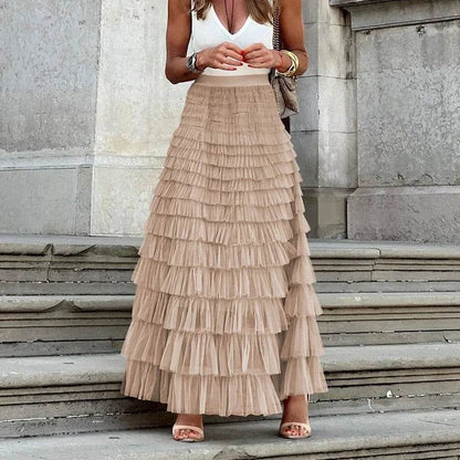 Buy Center Casual Women’s Tulle Maxi Skirt - Elegant Pleated Design - Buy Center UK