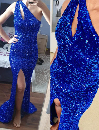 Sexy Cut Out Sequin Formal Dress - Floor Length Bodycon Gown - Buy Center UK
