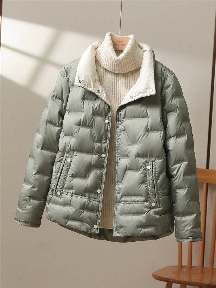 Buy Center Women's White Duck Down Coat - Casual Hooded Puffer Jacket - Buy Center UK