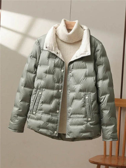 Buy Center Women's White Duck Down Coat - Casual Hooded Puffer Jacket - Buy Center UK