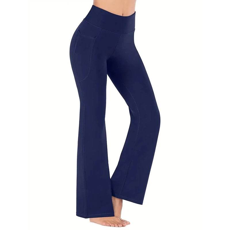 Buy Center Women's High Waist Flared Pants - Pockets & Tummy Tuck - Buy Center UK