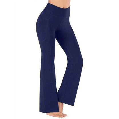 Buy Center Women's High Waist Flared Pants - Pockets & Tummy Tuck - Buy Center UK