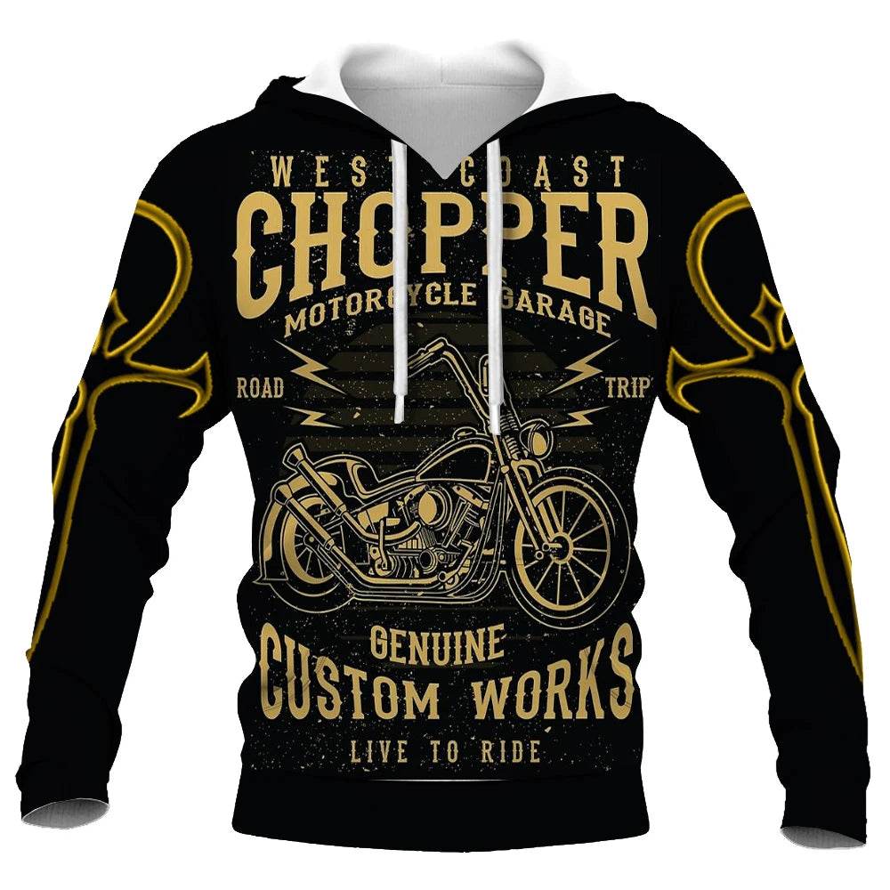 2023 Men's Vogue Skull Motorcycle Hoodie - Loose Fit, 3D Printed - Buy Center UK