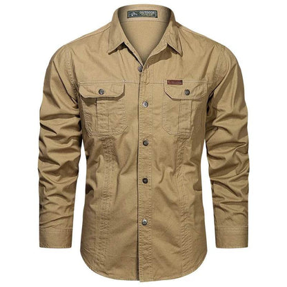 Buy Center Men's Long Sleeve Cargo Shirt - High-Quality Cotton Style - Buy Center UK