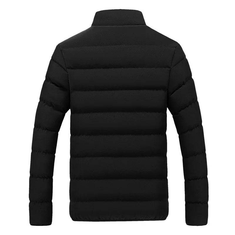 2024 Men's Black Cotton Padded Jacket - Warm & Casual Sportswear - Buy Center UK