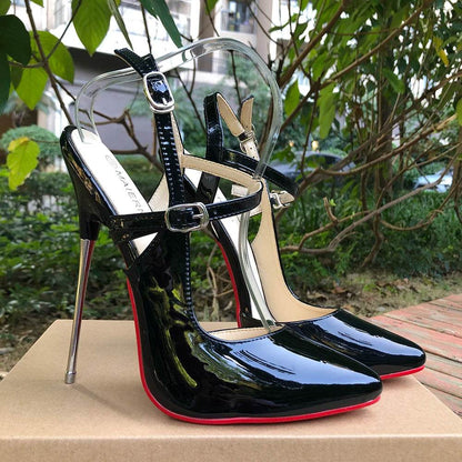 Buy Center 16cm Super High Heels Stilettos - Black Ankle Strap Pumps - Buy Center UK