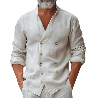 Buy Center Men's Cotton Linen Button Down T-shirt - Spring & Summer Style - Buy Center UK