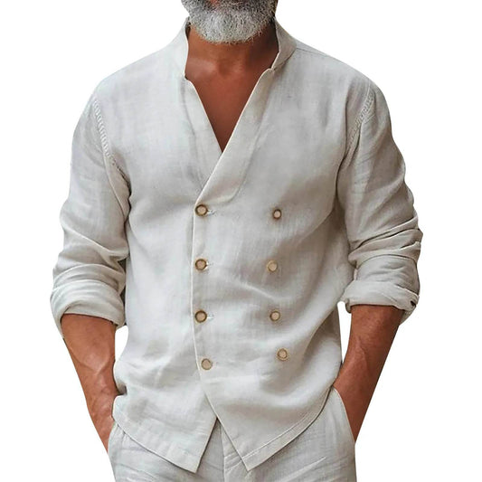 Buy Center Men's Cotton Linen Button Down T-shirt - Spring & Summer Style - Buy Center UK