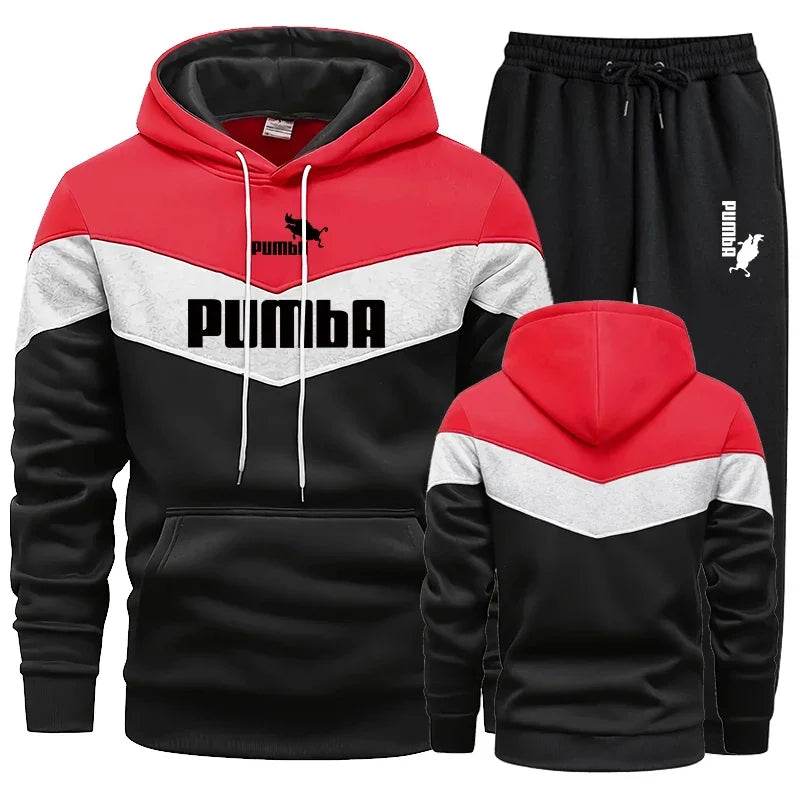 Buy Center Men's Tricolor Tracksuit Set - Hooded Sweatshirt & Jogging Pants - Buy Center UK