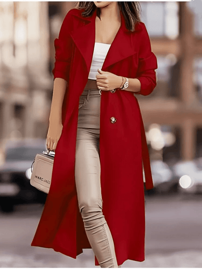Buy Center Women's Double Breasted Wool Blend Trench Coat - Buy Center UK