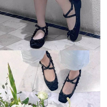 Buy Center 2023 Satin Ballet Shoes - Bow Detail, Flat Bottom Style - Buy Center UK