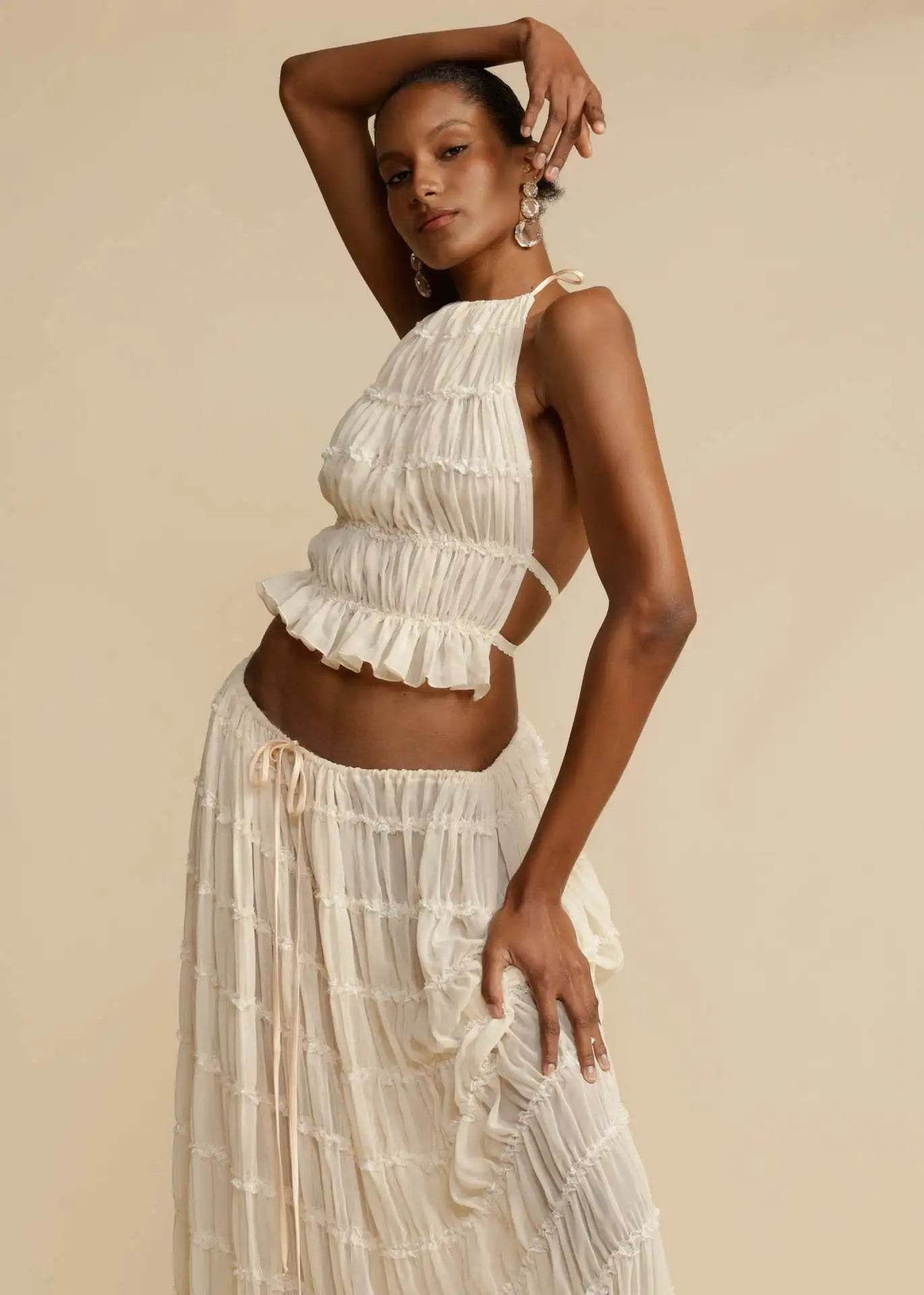 Buy Center Fashion Halter Neck Maxi Skirt Suit - Summer 2024 Style - Buy Center UK