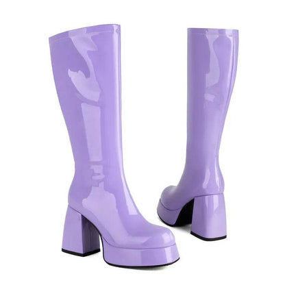 NASBAVI Women's Knee-High Boots - Super Thick Heel, Side Zipper - Buy Center UK