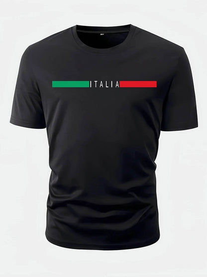 Buy Center Men's Oversized Italia Print T-Shirt - 100% Cotton Comfort - Buy Center UK