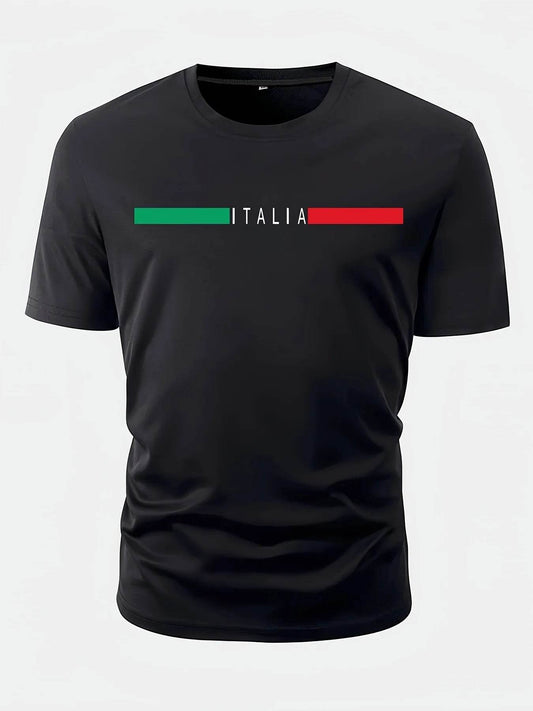 Buy Center Men's Oversized Italia Print T-Shirt - 100% Cotton Comfort - Buy Center UK