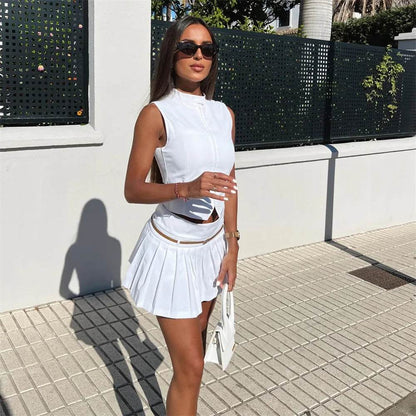 Buy Center 2024 Summer Women's Belted Vest Top & Skirt Set - Buy Center UK