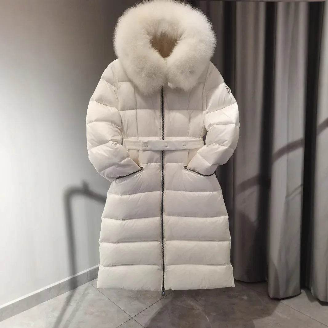 Mont Home Long Women's Down Jacket - Hooded & Waist Cinched - Buy Center UK
